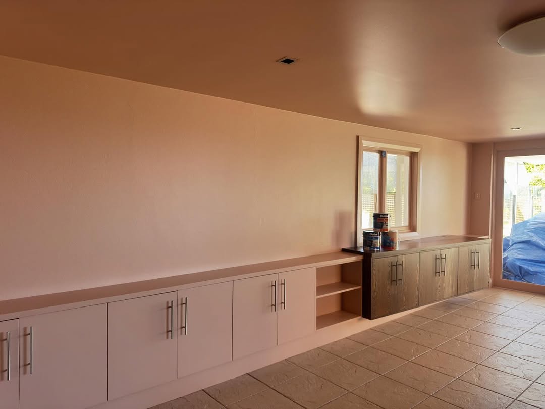 Interior painting with built-in cabinetry and Dulux low-VOC products